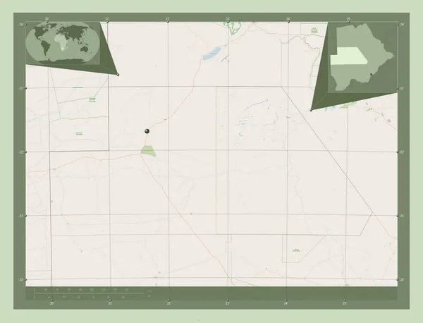 Ганзи Район Ботсваны Карта Улиц Вспомогательные Карты Расположения Углов — стоковое фото