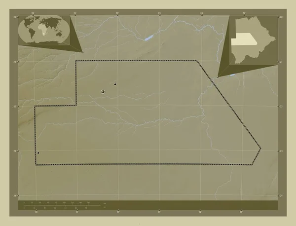 Ghanzi District Botswana Elevation Map Colored Wiki Style Lakes Rivers — Stock Photo, Image