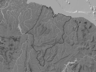 Maranhao, Brezilya eyaleti. Gölleri ve nehirleri olan çift seviyeli yükseklik haritası