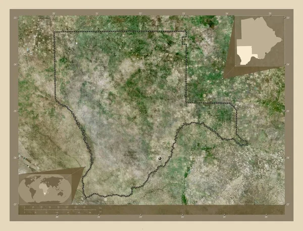 Kgalagadi Distrito Botsuana Mapa Satelital Alta Resolución Mapas Ubicación Auxiliares —  Fotos de Stock