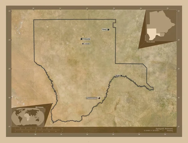 Kgalagadi Distrito Botsuana Mapa Satelital Baja Resolución Ubicaciones Nombres Las —  Fotos de Stock