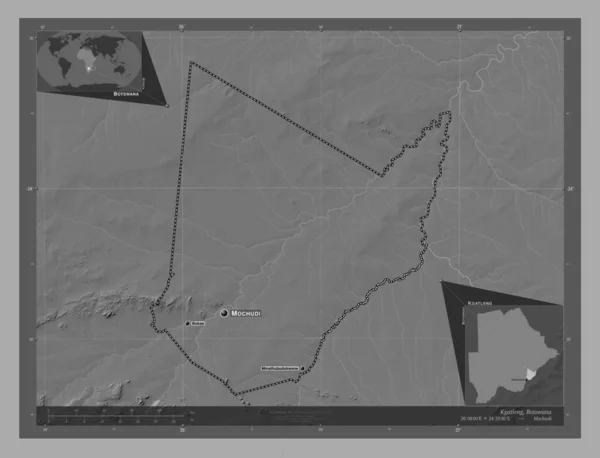 Kgatleng Botswana Körzet Kétszintes Domborzati Térkép Tavakkal Folyókkal Régió Nagyvárosainak — Stock Fotó