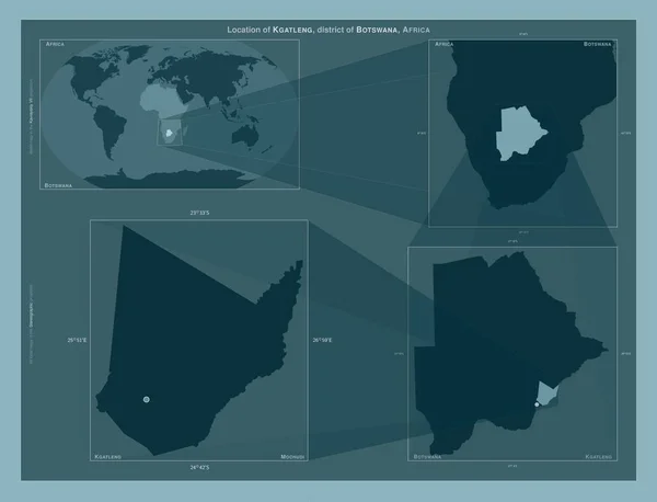 Kgatleng Botswana Bölgesi Büyük Ölçekli Haritalarda Bölgenin Yerini Gösteren Diyagram — Stok fotoğraf