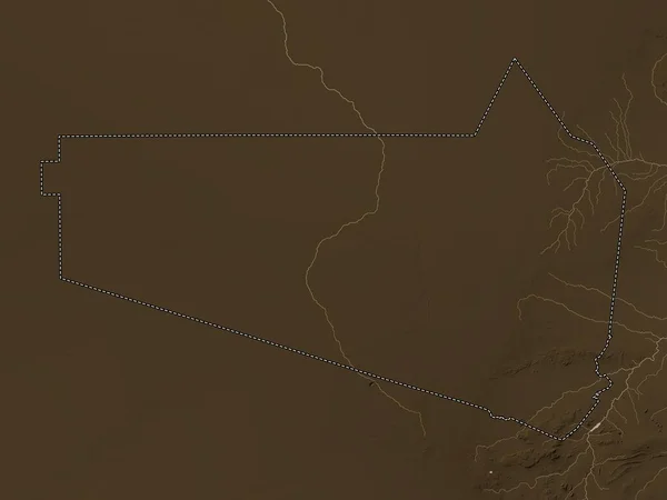 Kweneng Distrito Botswana Mapa Elevación Coloreado Tonos Sepia Con Lagos —  Fotos de Stock