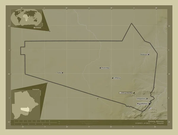 Kweneng Distretto Del Botswana Mappa Elevazione Colorata Stile Wiki Con — Foto Stock