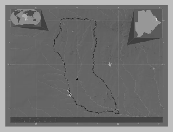Βορειοανατολικά Περιοχή Μποτσουάνα Υψόμετρο Διαβαθμίσεων Του Γκρι Λίμνες Και Ποτάμια — Φωτογραφία Αρχείου