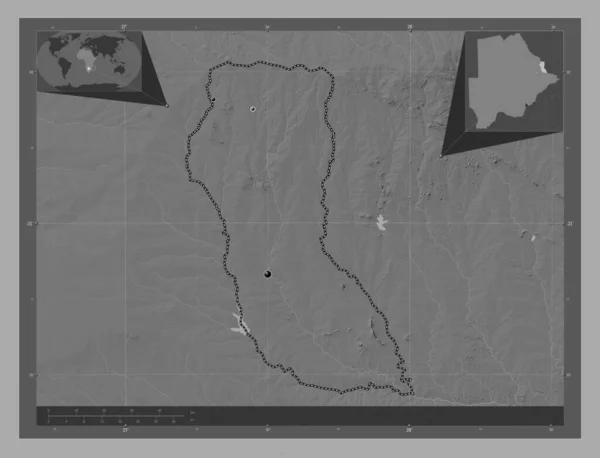 Βορειοανατολικά Περιοχή Μποτσουάνα Bilevel Υψομετρικός Χάρτης Λίμνες Και Ποτάμια Τοποθεσίες — Φωτογραφία Αρχείου