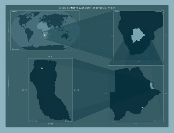 Noreste Distrito Botsuana Diagrama Que Muestra Ubicación Región Mapas Gran —  Fotos de Stock