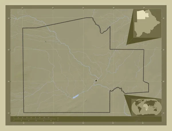 Północno Zachodni Okręg Botswany Mapa Wzniesień Kolorowa Stylu Wiki Jeziorami — Zdjęcie stockowe