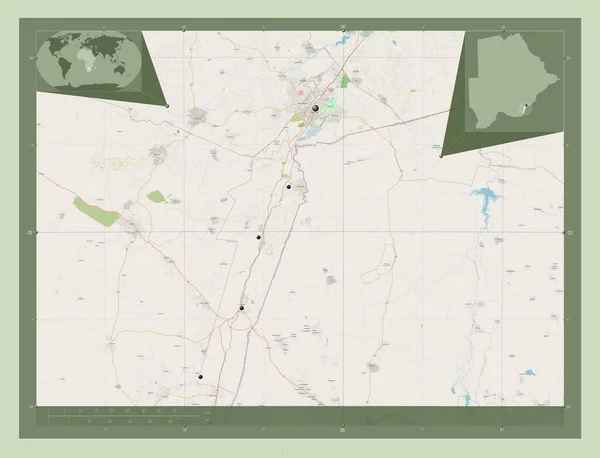 Юго Восток Район Ботсваны Карта Улиц Места Расположения Крупных Городов — стоковое фото