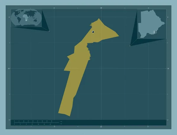 Sudeste Distrito Botswana Forma Cor Sólida Mapa Localização Auxiliar Canto — Fotografia de Stock