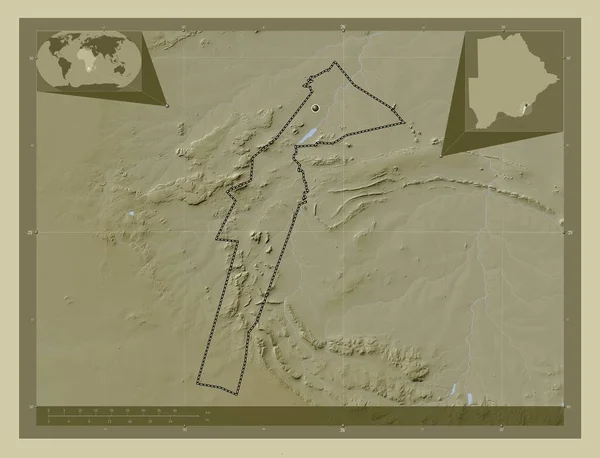 South East District Botswana Elevation Map Colored Wiki Style Lakes — Stock Photo, Image