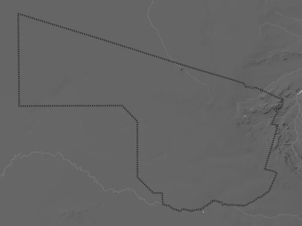 Sur Distrito Botswana Mapa Elevación Escala Grises Con Lagos Ríos —  Fotos de Stock