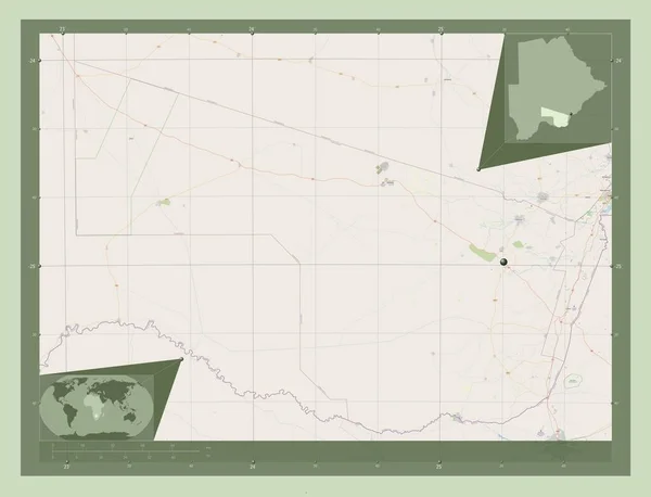 Южный Район Ботсваны Карта Улиц Вспомогательные Карты Расположения Углов — стоковое фото