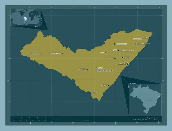 Alagoas Staat Brazilië Stevige Kleurvorm Locaties Namen Van Grote Steden — Stockfoto