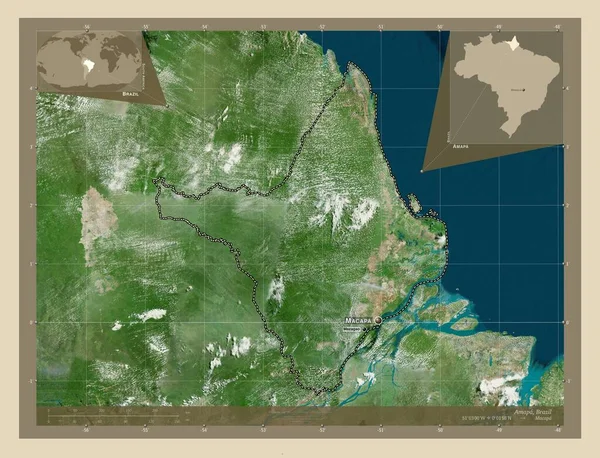 Амапа Штат Бразилия Спутниковая Карта Высокого Разрешения Места Названия Крупных — стоковое фото