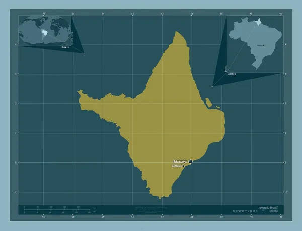 Amapa Estado Brasil Forma Color Sólido Ubicaciones Nombres Las Principales — Foto de Stock