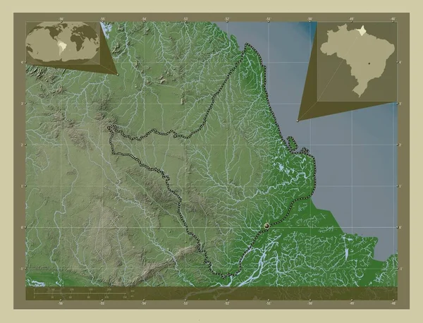 Amapa Stato Del Brasile Mappa Elevazione Colorata Stile Wiki Con — Foto Stock