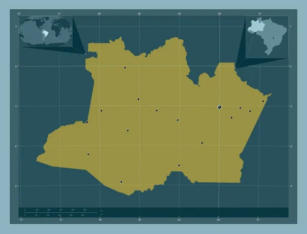 Amazonas Stan Brazylia Solidny Kształt Koloru Lokalizacje Dużych Miast Regionu — Zdjęcie stockowe