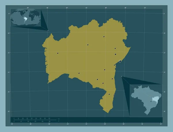 Bahia Estado Brasil Forma Color Sólido Ubicaciones Las Principales Ciudades —  Fotos de Stock