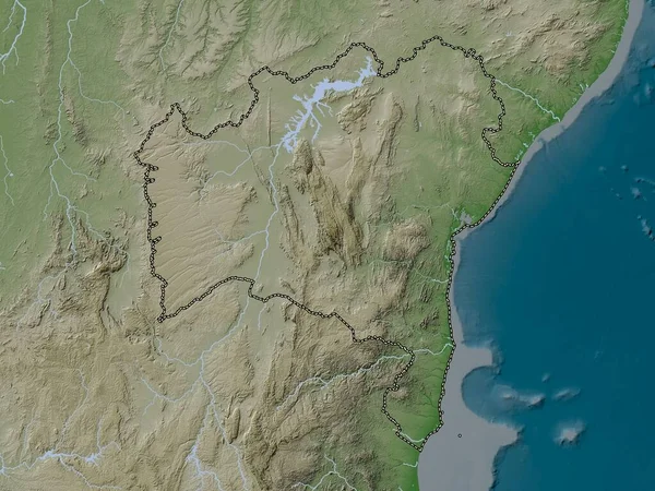 バイア ブラジルの州 湖や川とWikiスタイルで着色された標高マップ — ストック写真