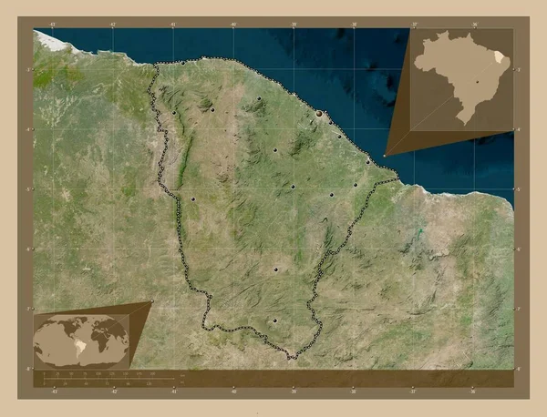 Ceara Estado Brasil Mapa Satelital Baja Resolución Ubicaciones Las Principales — Foto de Stock