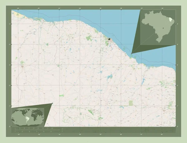 Ceara Штат Бразилія Відкрита Карта Вулиць Кутові Допоміжні Карти Місцезнаходження — стокове фото