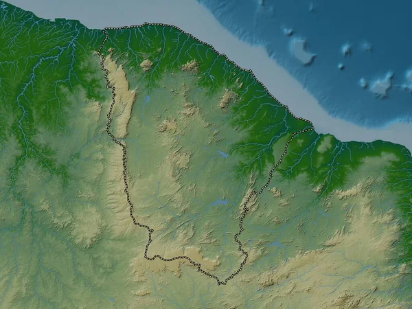 シーア ブラジルの状態 湖や川と色の標高マップ — ストック写真