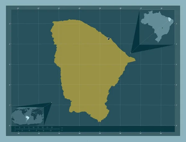 Ceara Stato Del Brasile Forma Tinta Unita Mappa Della Posizione — Foto Stock