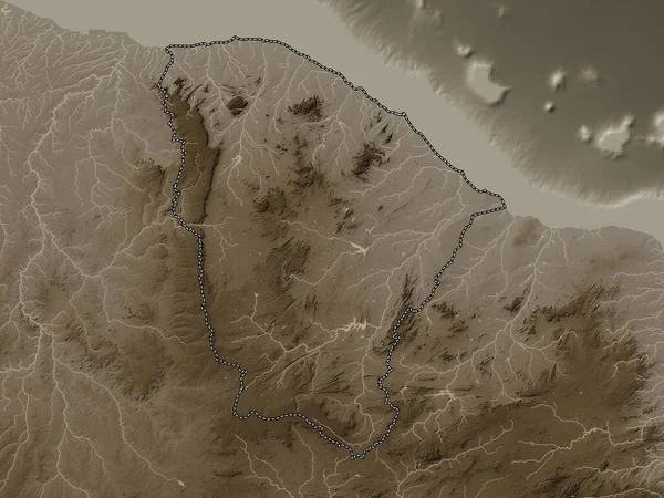 Ceara State Brazil Elevation Map Colored Sepia Tones Lakes Rivers — Stock Photo, Image