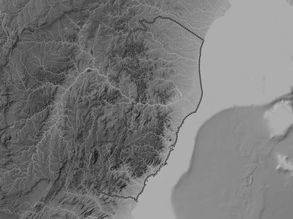 Espirito Santo Stan Brazylia Mapa Wzniesień Skali Szarości Jeziorami Rzekami — Zdjęcie stockowe