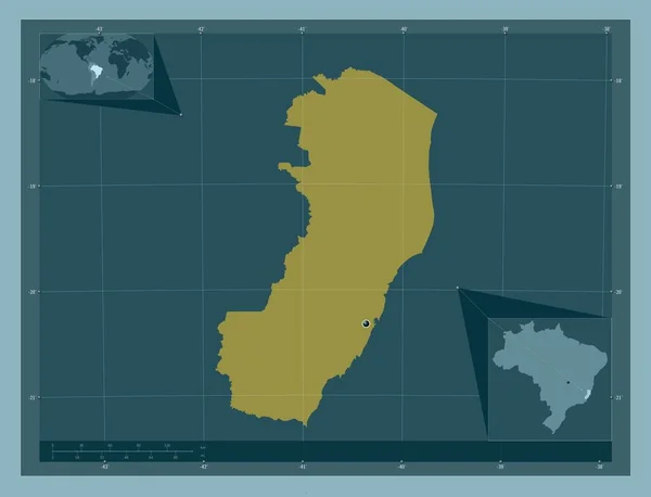 Espirito Santo Staat Van Brazilië Stevige Kleurvorm Hulplocatiekaarten Hoek — Stockfoto