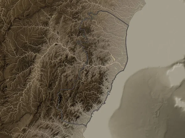 Espirito Santo Πολιτεία Της Βραζιλίας Υψόμετρο Χάρτη Χρωματισμένο Τόνους Σέπια — Φωτογραφία Αρχείου