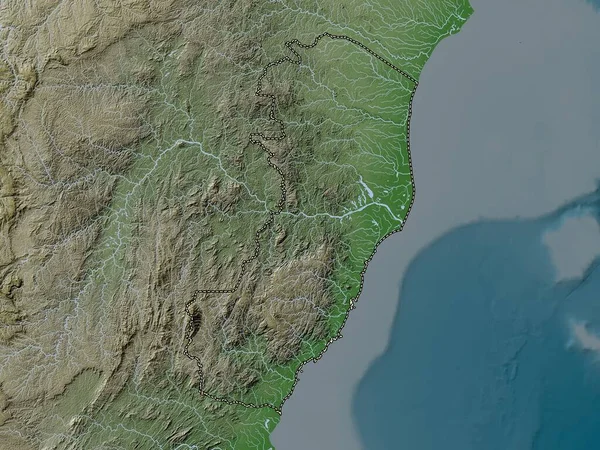 Espirito Santo State Brazil Elevation Map Colored Wiki Style Lakes — Stock Photo, Image
