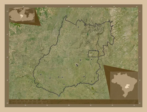 Гойас Штат Бразилия Карта Спутника Низкого Разрешения Места Расположения Крупных — стоковое фото
