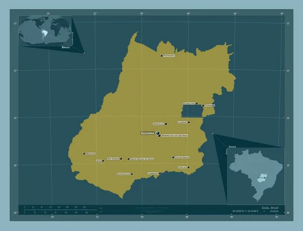 Goias Staat Brazilië Stevige Kleurvorm Locaties Namen Van Grote Steden — Stockfoto