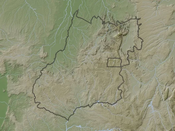 Γκόιας Πολιτεία Της Βραζιλίας Υψόμετρο Χάρτη Χρωματισμένο Wiki Στυλ Λίμνες — Φωτογραφία Αρχείου