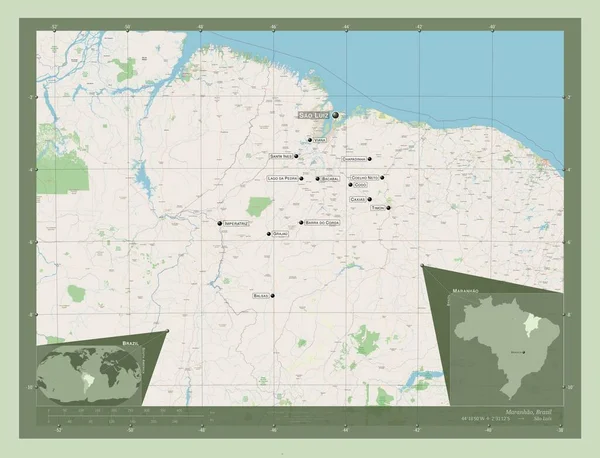 Маранхао Штат Бразилия Карта Улиц Места Названия Крупных Городов Области — стоковое фото