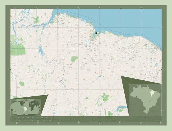 Maranhão Estado Brasil Abrir Mapa Rua Mapa Localização Auxiliar Canto — Fotografia de Stock