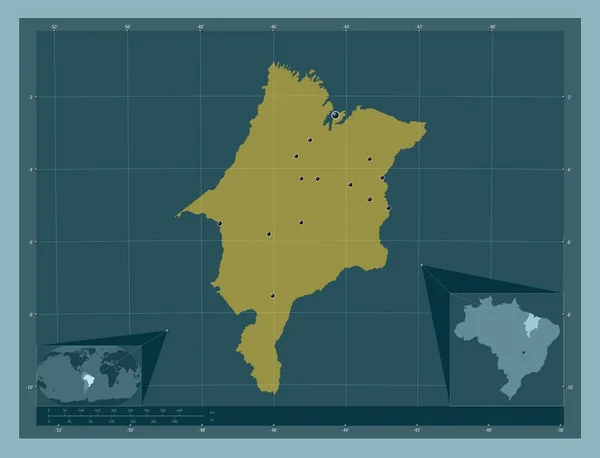 Maranhao État Brésil Forme Couleur Unie Emplacements Des Grandes Villes — Photo