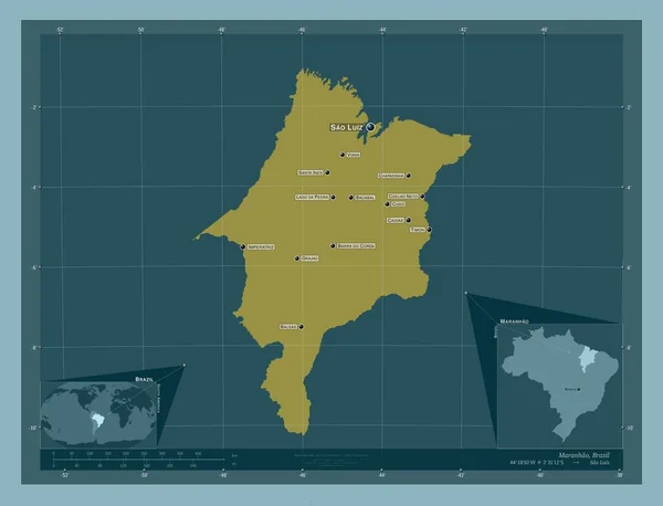 Maranhao Estado Brasil Forma Color Sólido Ubicaciones Nombres Las Principales — Foto de Stock