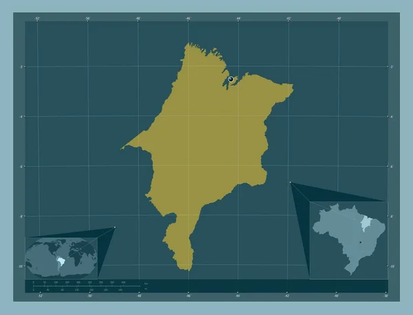 Maranhao Estado Brasil Forma Color Sólido Mapas Ubicación Auxiliares Esquina —  Fotos de Stock