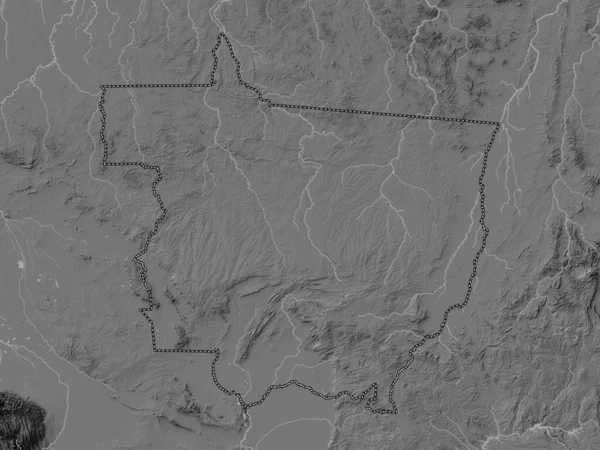 Mato Grosso State Brazil Bilevel Elevation Map Lakes Rivers — Stock Photo, Image