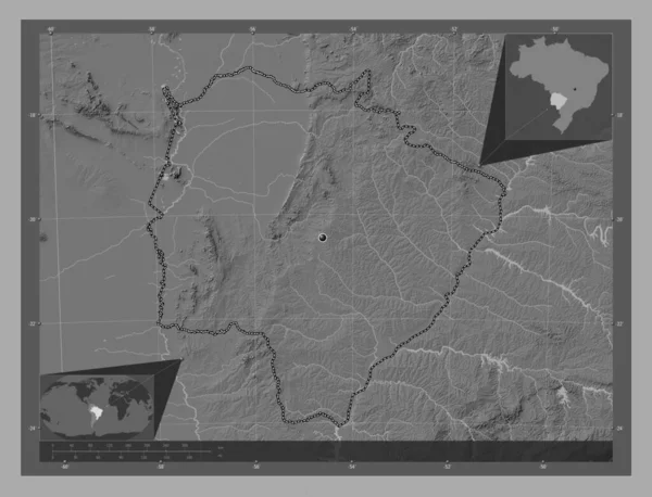 Mato Grosso Sul Estado Brasil Mapa Elevación Bilevel Con Lagos —  Fotos de Stock