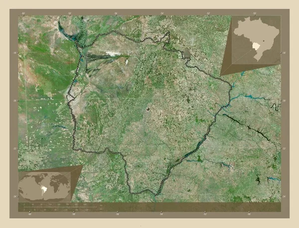 Mato Grosso Sul État Brésil Carte Satellite Haute Résolution Corner — Photo