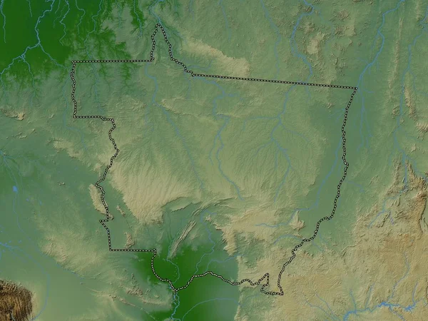 Mato Grosso Estado Brasil Mapa Elevação Colorido Com Lagos Rios — Fotografia de Stock