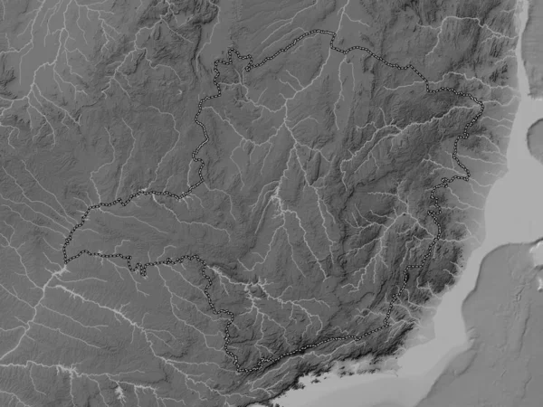 Минас Жерайс Штат Бразилия Карта Высот Оттенках Серого Озерами Реками — стоковое фото