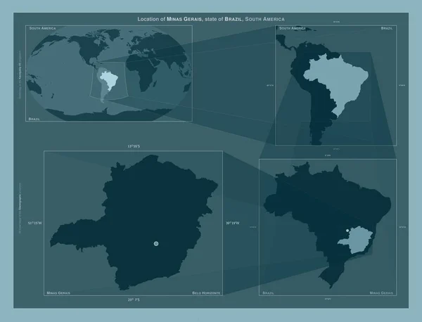Minas Gerais Estado Brasil Diagrama Que Muestra Ubicación Región Mapas —  Fotos de Stock