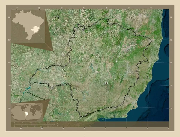 Мінас Жерайс Штат Бразилія Супутникова Карта Високої Роздільної Здатності Кутові — стокове фото