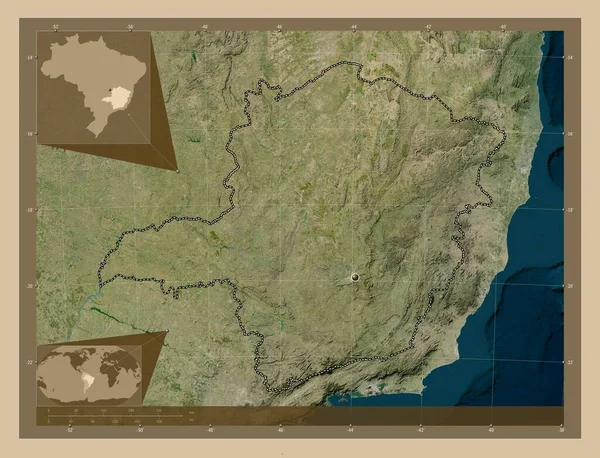 Minas Gerais Estado Brasil Mapa Satelital Baja Resolución Mapas Ubicación — Foto de Stock